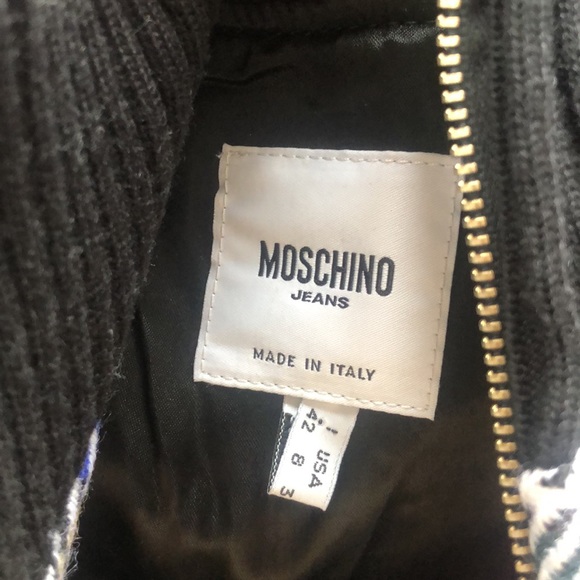 Moschino Jeans Plaid Knit Bomber Jacket - Picture 7 of 9